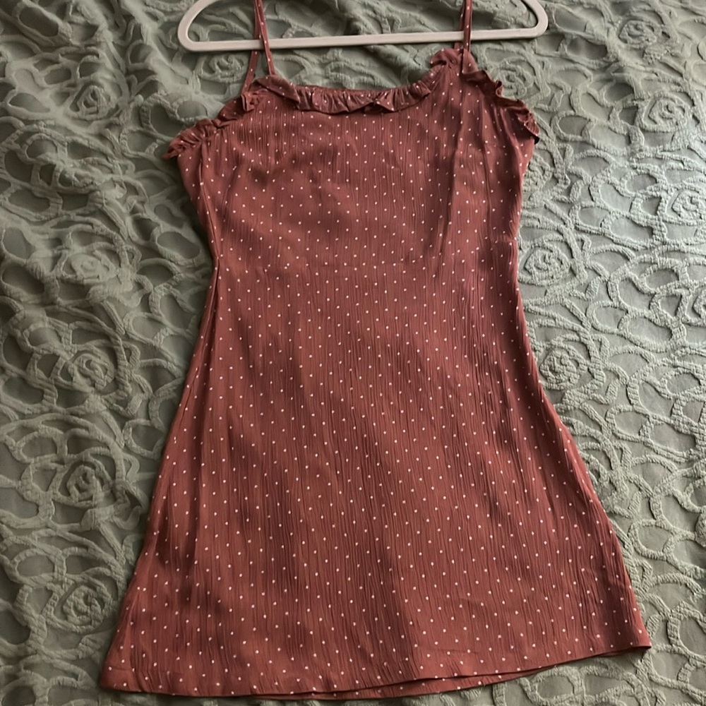 Mini pink with white polka dots